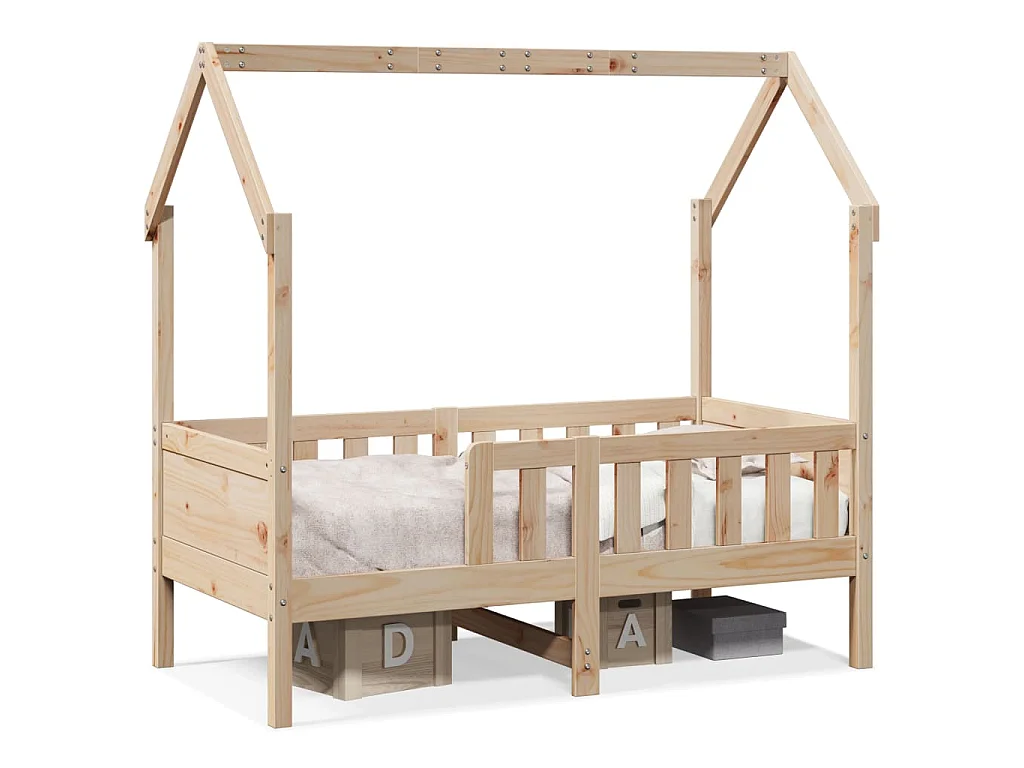 Cadre de lit d'enfants forme de maison sans matelas pin