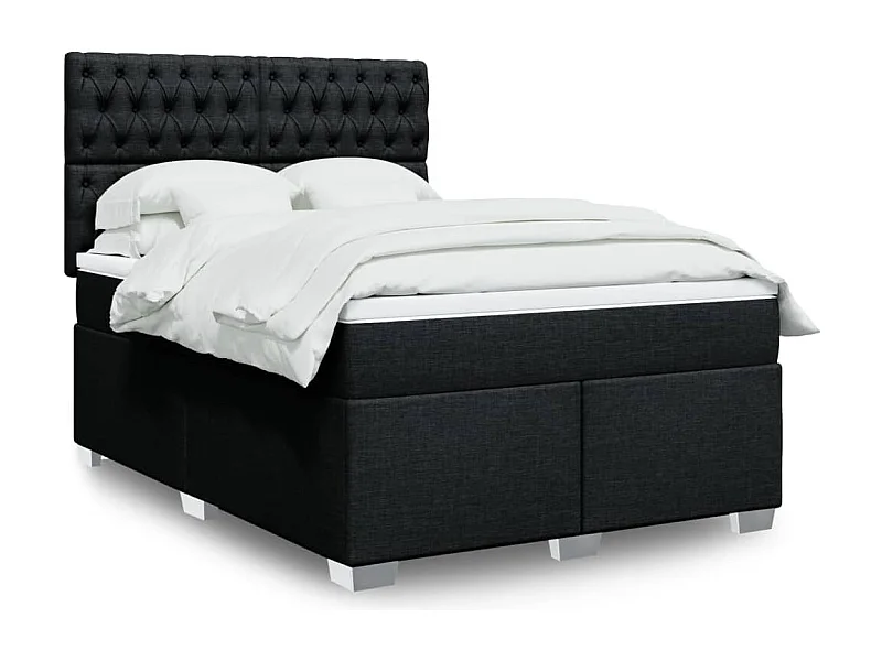 Cama com molas/colchão 140x200 cm tecido preto