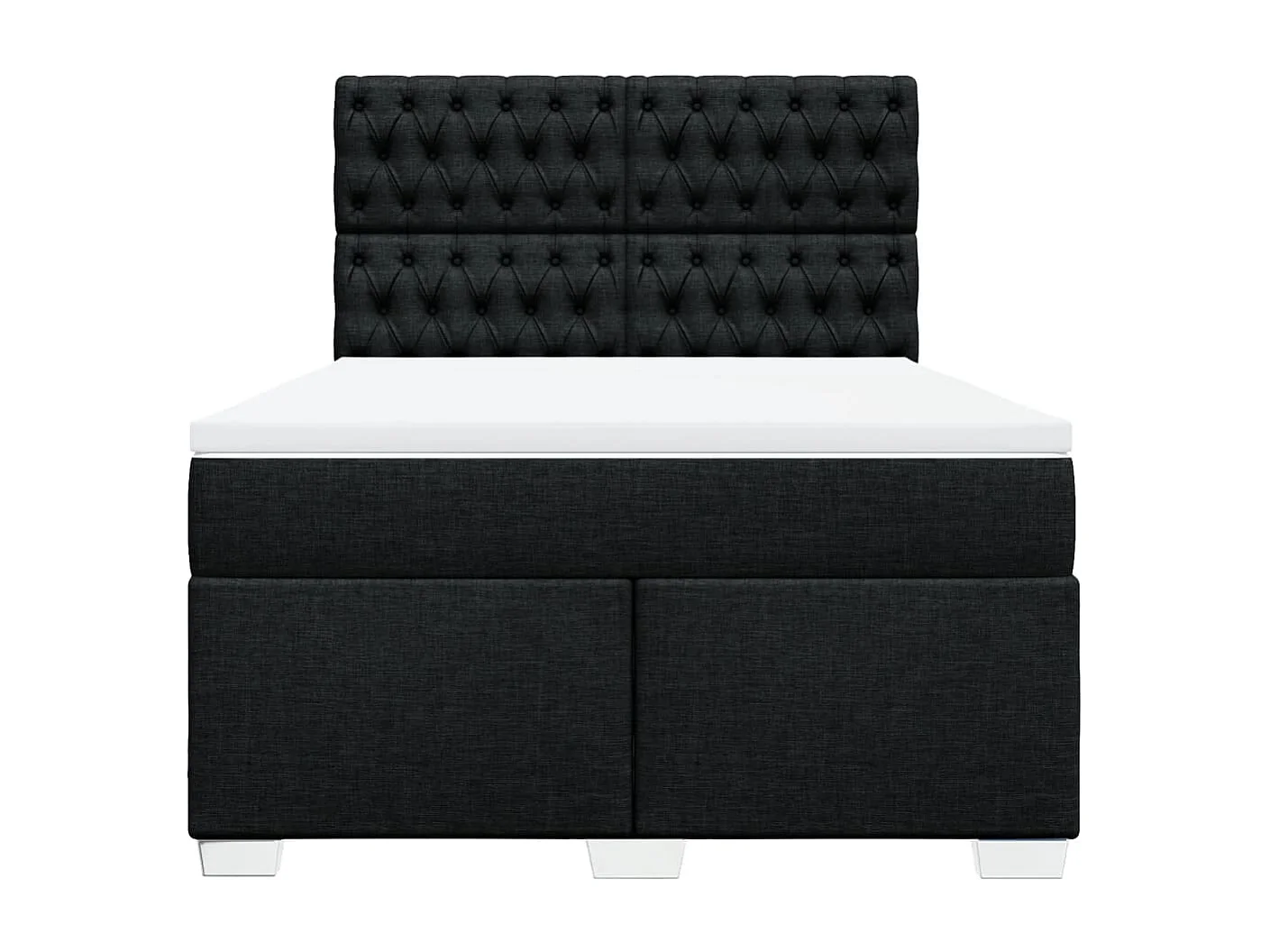 Cama box spring con colchón tela negro 140x200 cm