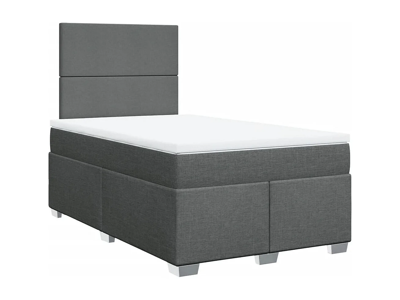 Cama box spring con colchón tela gris oscuro 120x200 cm