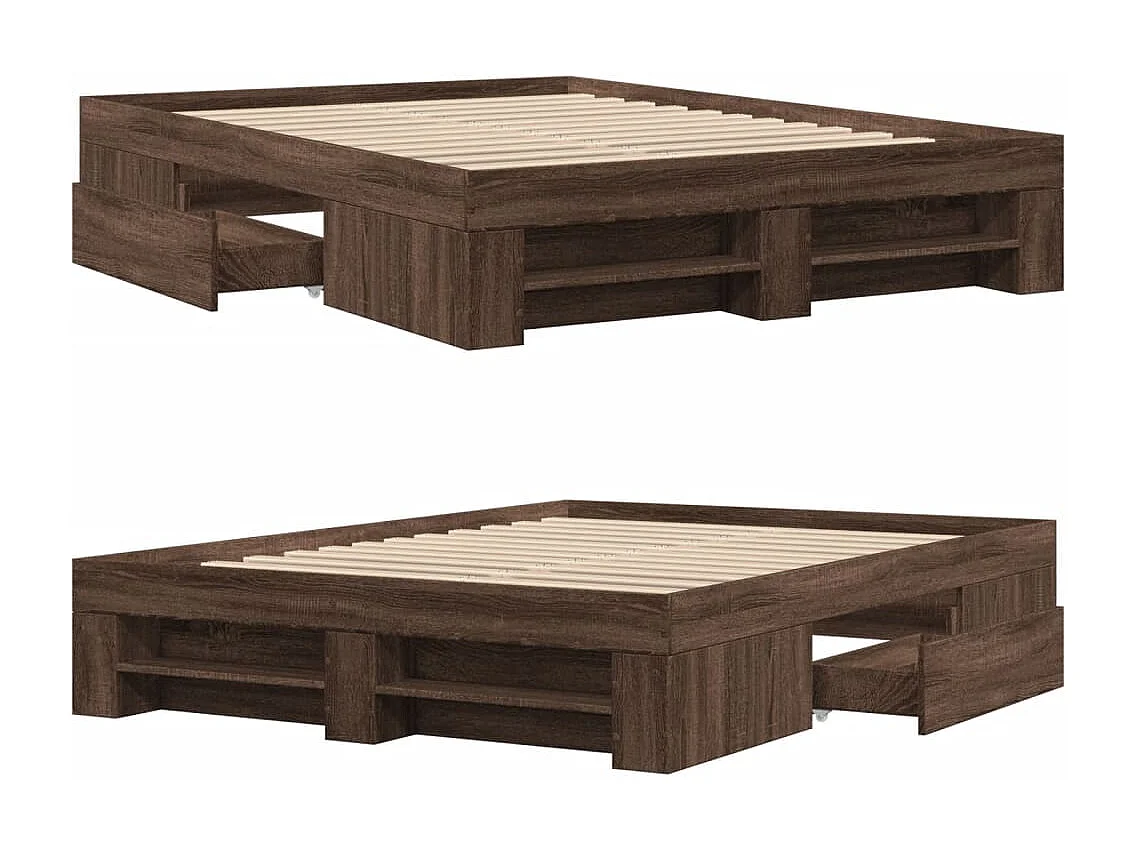 Cadre de lit sans matelas chêne marron 120x190 cm