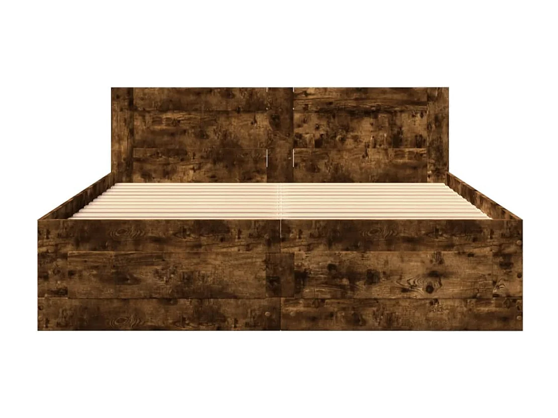 Bedframe met hoofdeinde bewerkt hout gerookt eiken 120x200 cm