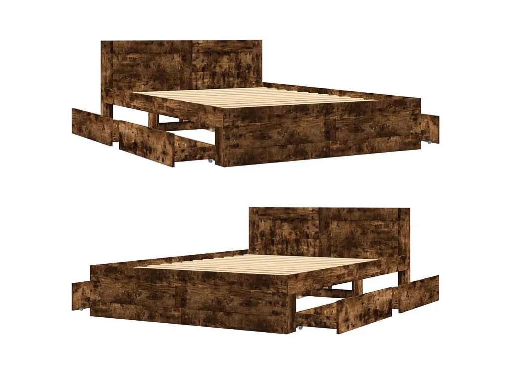 Giroletto con Testiera Rovere Fumo 120x200 cm Legno Multistrato