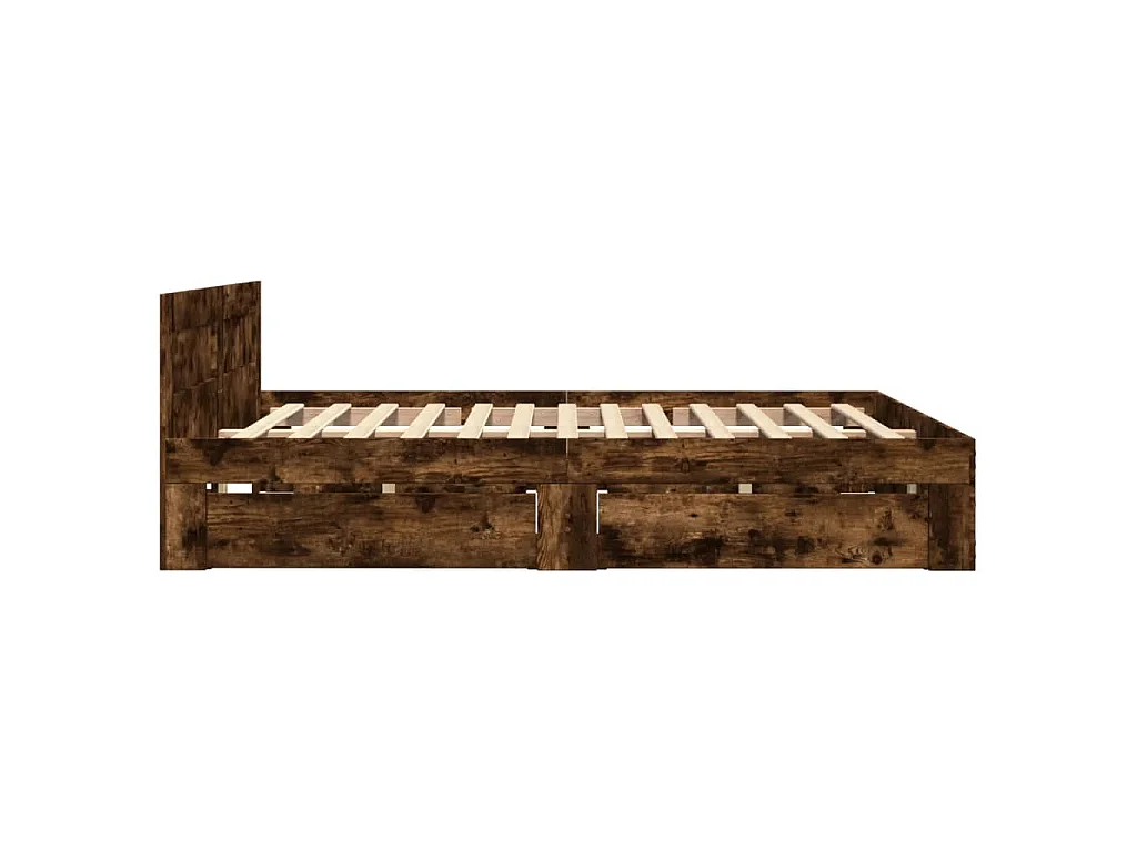 Cadre de lit et tête de lit sans matelas chêne fumé 120x200 cm