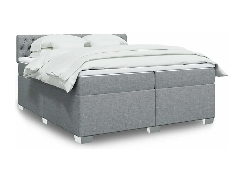 Sommier à lattes de lit avec matelas Gris clair 200x200cm Tissu