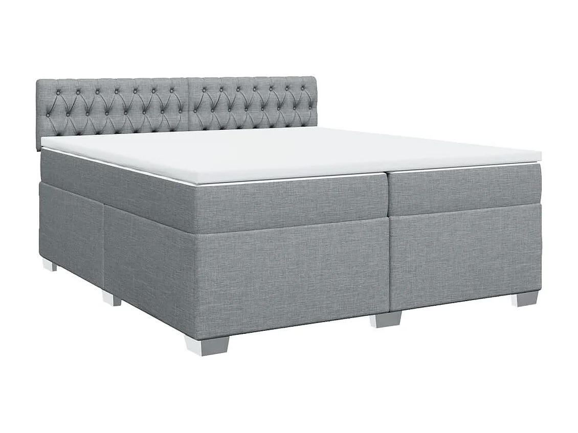 Sommier à lattes de lit avec matelas Gris clair 200x200cm Tissu