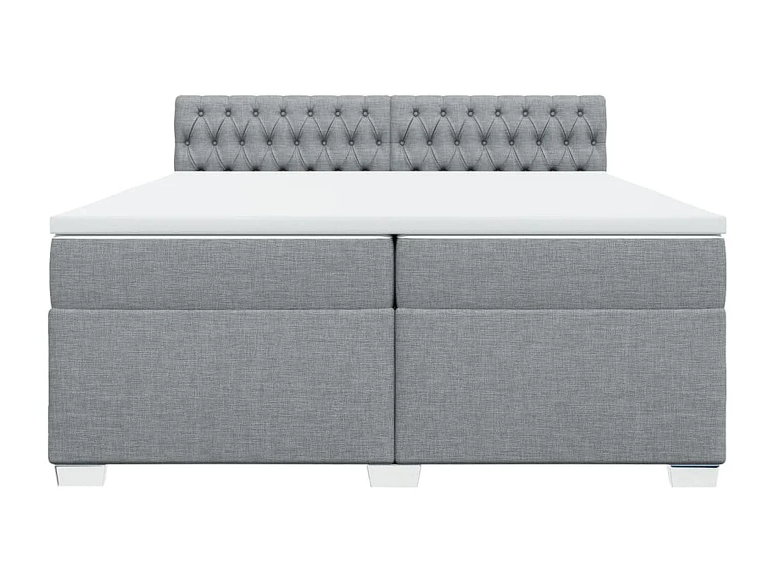 Sommier à lattes de lit avec matelas Gris clair 200x200cm Tissu