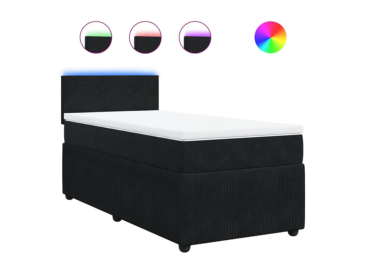 Cama box spring con colchón terciopelo negro 100x200 cm