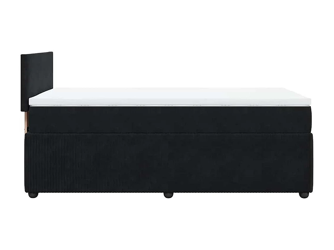 Cama box spring con colchón terciopelo negro 100x200 cm