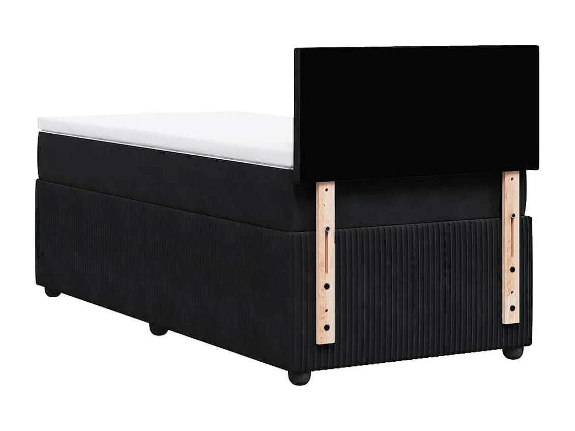 Cama box spring con colchón terciopelo negro 100x200 cm