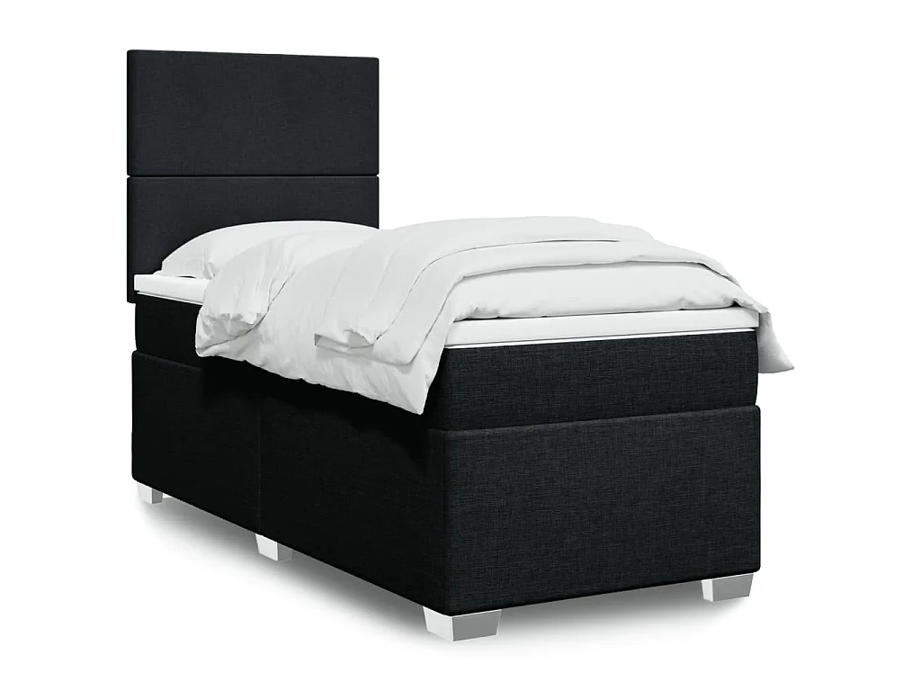 Giroletto a Molle con Materasso Nero 90x190 cm in Tessuto
