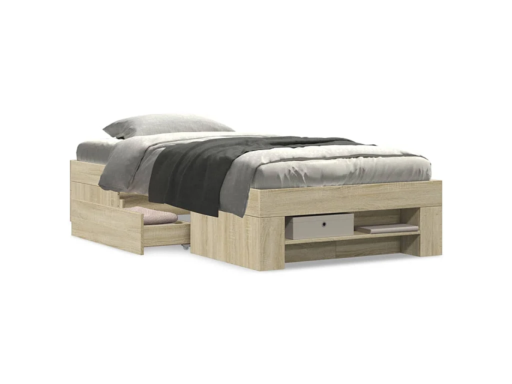 Cadre de lit sans matelas chêne sonoma 100x200 cm