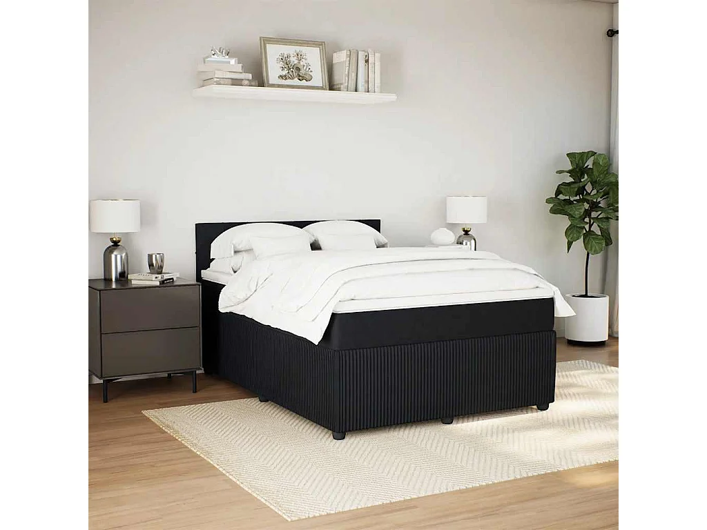 Boxspringbett mit Matratze Schwarz 160x200 cm Samt