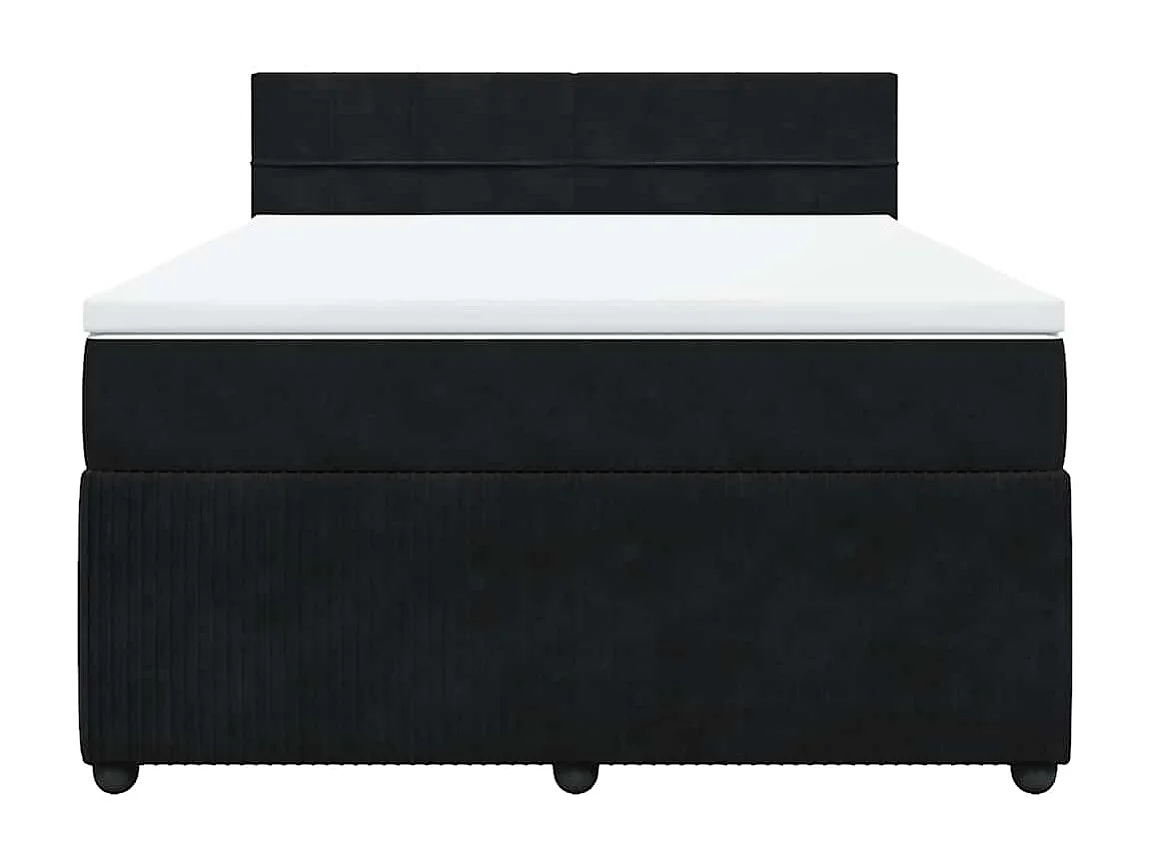 Boxspringbett mit Matratze Schwarz 160x200 cm Samt