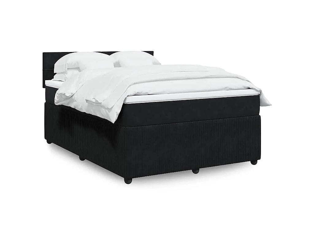 Boxspringbett mit Matratze Schwarz 160x200 cm Samt