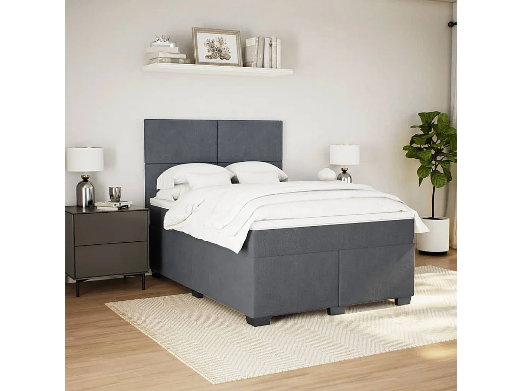 Giroletto a Molle con Materasso Grigio Scuro 140x190 cm Velluto