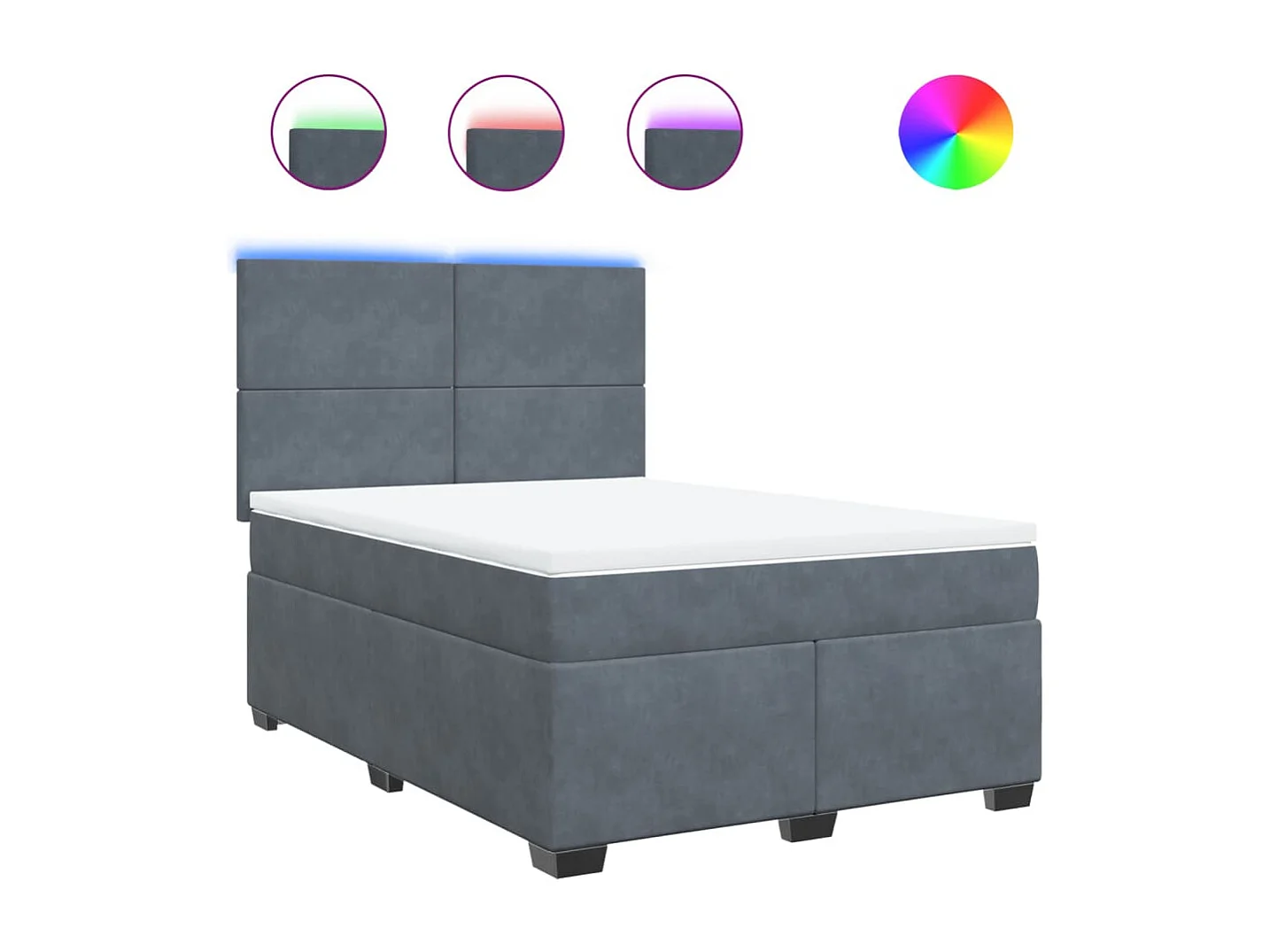 Boxspringbett mit Matratze Dunkelgrau 140x190 cm Samt
