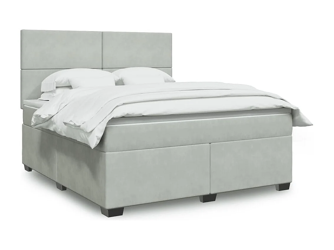 Sommier à lattes de lit et matelas Gris clair 180x200cm Velours