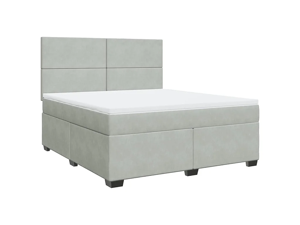 Giroletto a Molle con Materasso Grigio Chiaro 180x200cm Velluto
