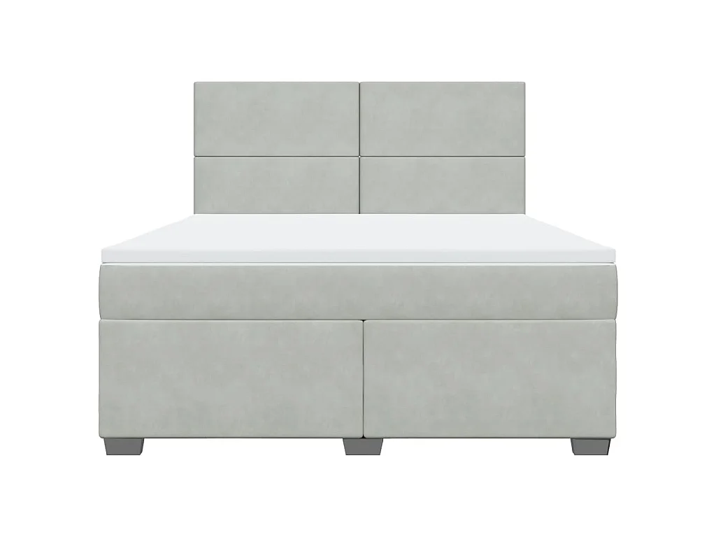 Giroletto a Molle con Materasso Grigio Chiaro 180x200cm Velluto