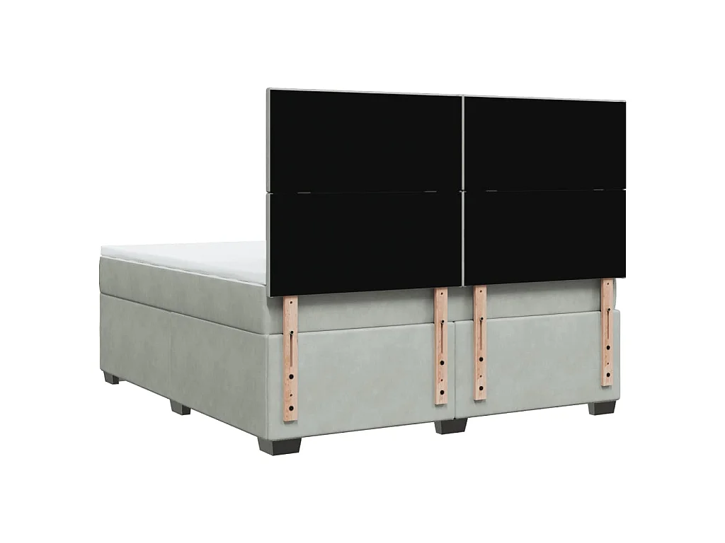 Giroletto a Molle con Materasso Grigio Chiaro 180x200cm Velluto