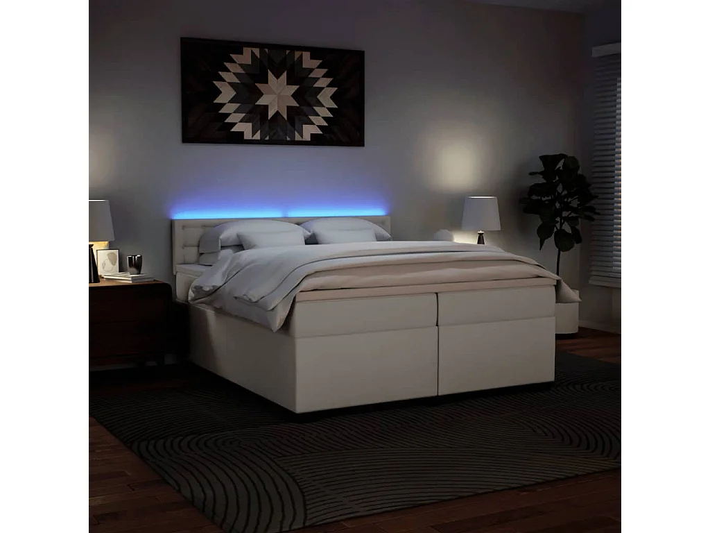 Giroletto a Molle con Materasso Bianco 200x200cm in Similpelle