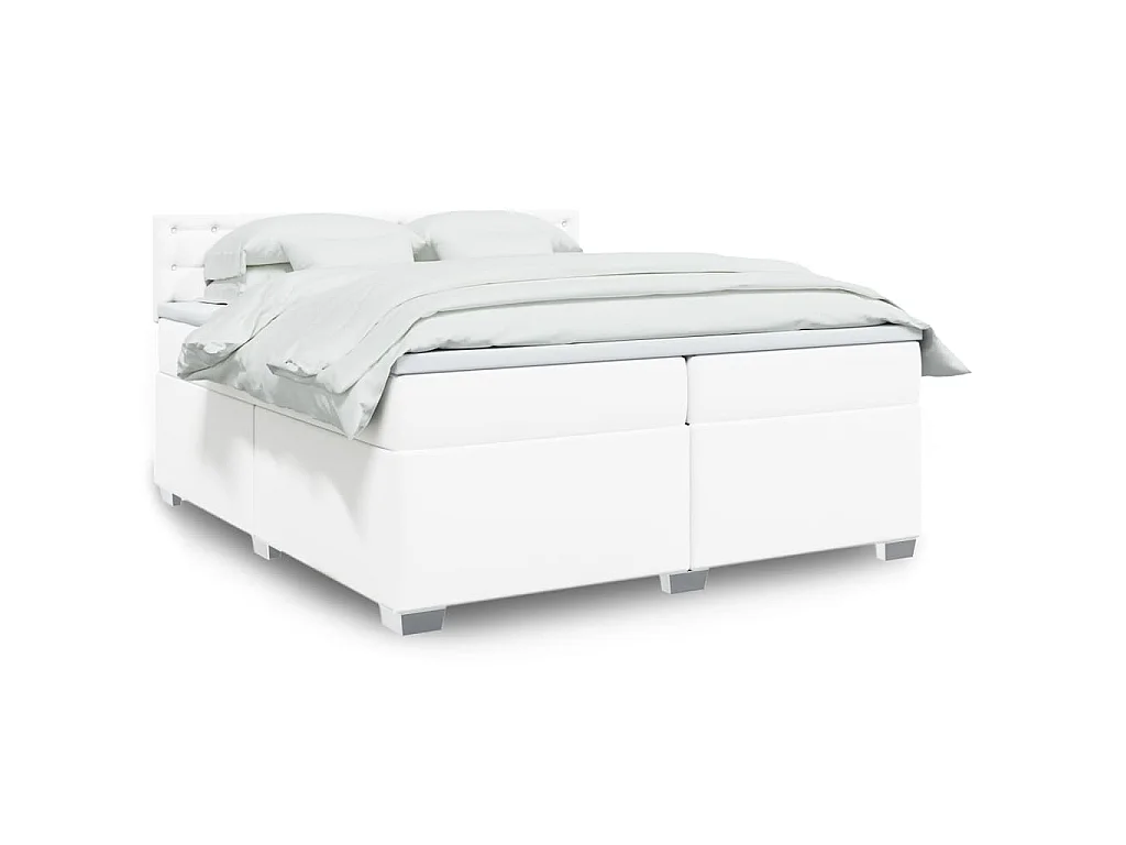 Giroletto a Molle con Materasso Bianco 200x200cm in Similpelle