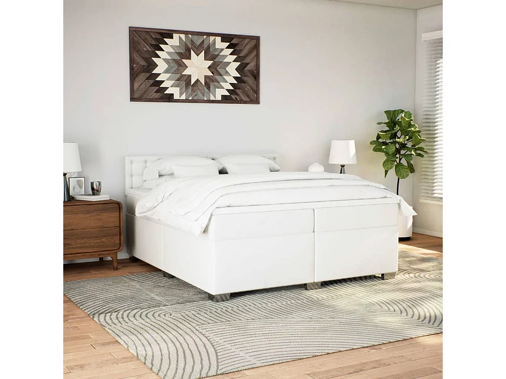 Giroletto a Molle con Materasso Bianco 200x200cm in Similpelle