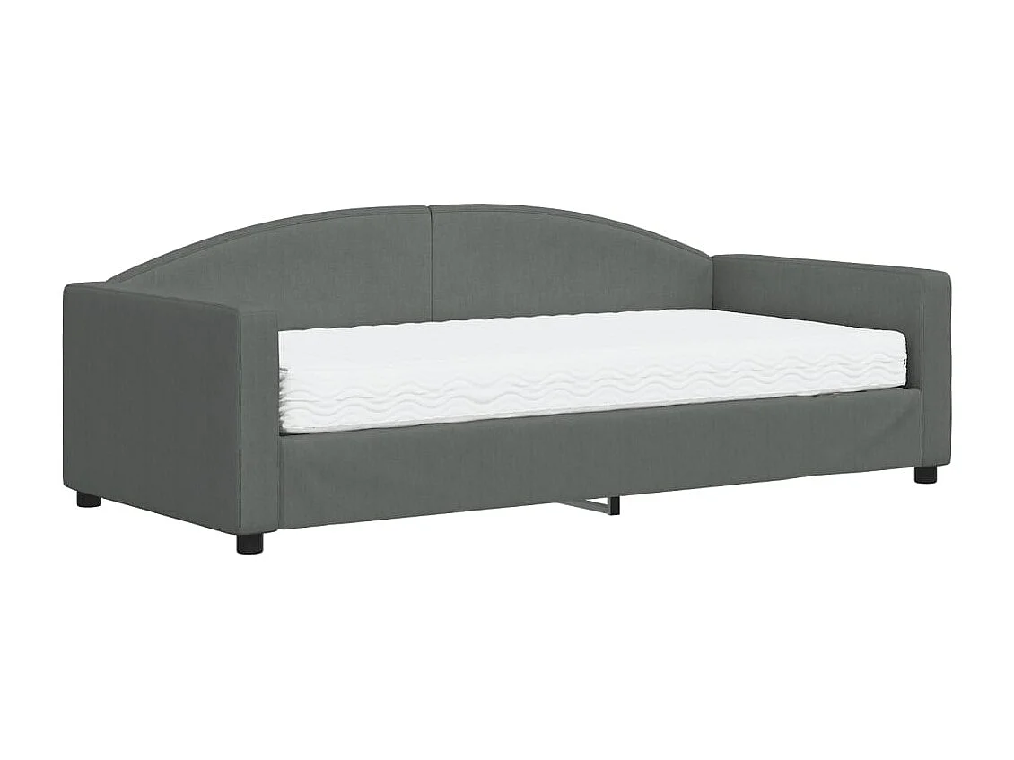 Divano Letto con Materasso Grigio Scuro 90x190 cm in Tessuto