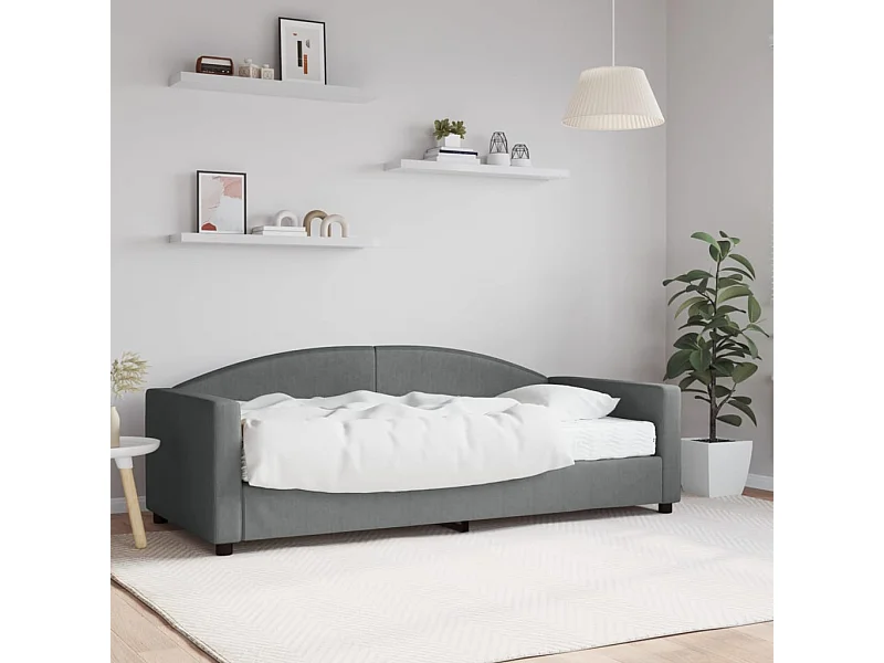 Lit de jour avec matelas gris foncé 90x190 cm tissu