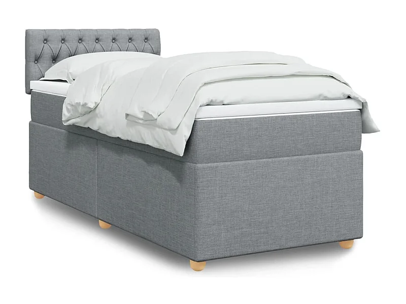 Boxspringbett mit Matratze Hellgrau 80x200 cm Stoff