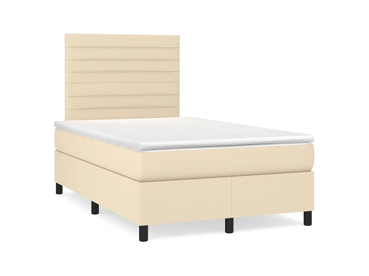 Sommier à lattes de lit avec matelas crème 120x190 cm tissu