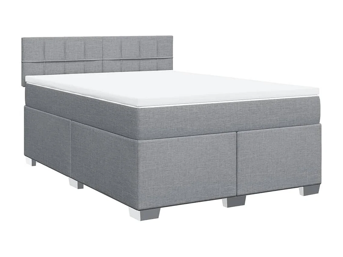 Boxspringbett mit Matratze Hellgrau 140x200 cm Stoff