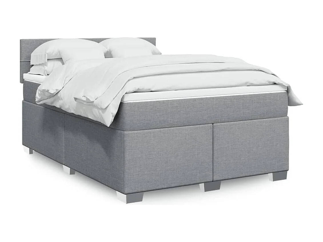 Boxspringbett mit Matratze Hellgrau 140x200 cm Stoff