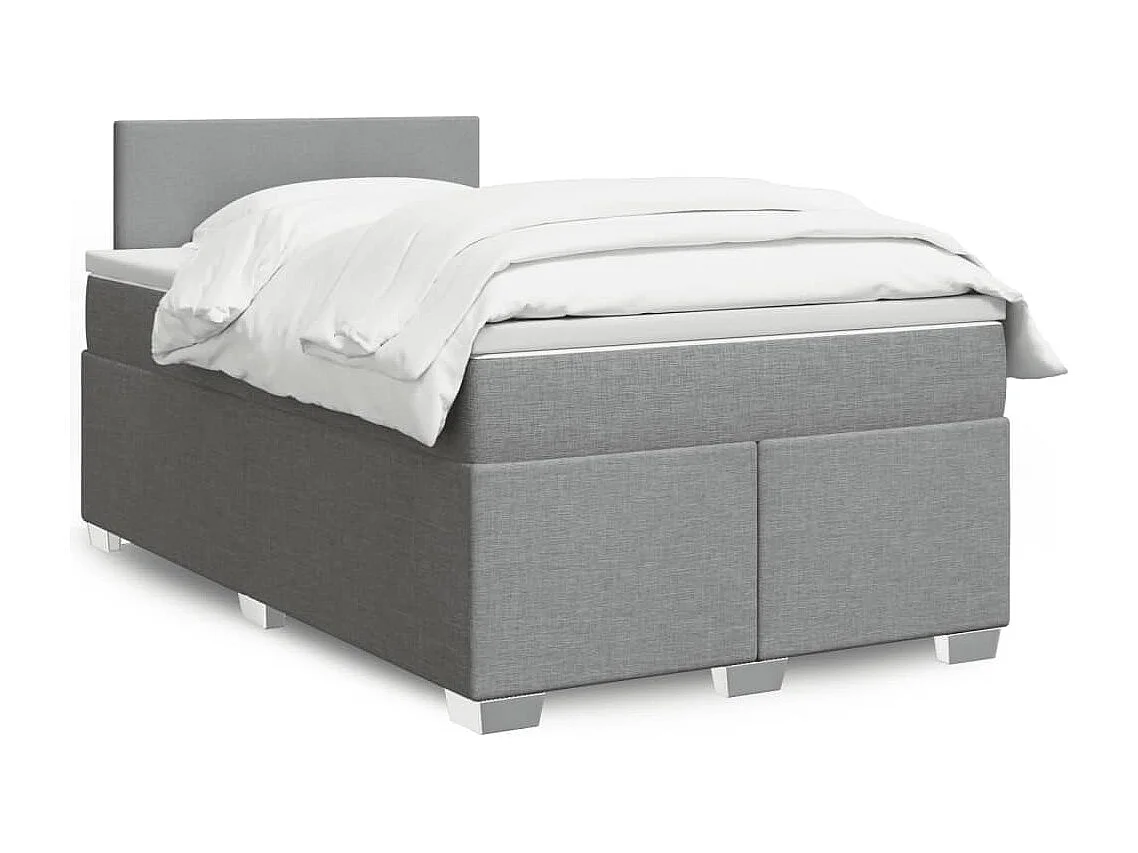 Boxspringbett mit Matratze Hellgrau 120x200 cm Stoff