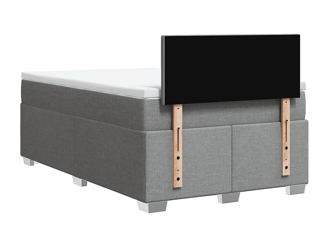 Boxspringbett mit Matratze Hellgrau 120x200 cm Stoff