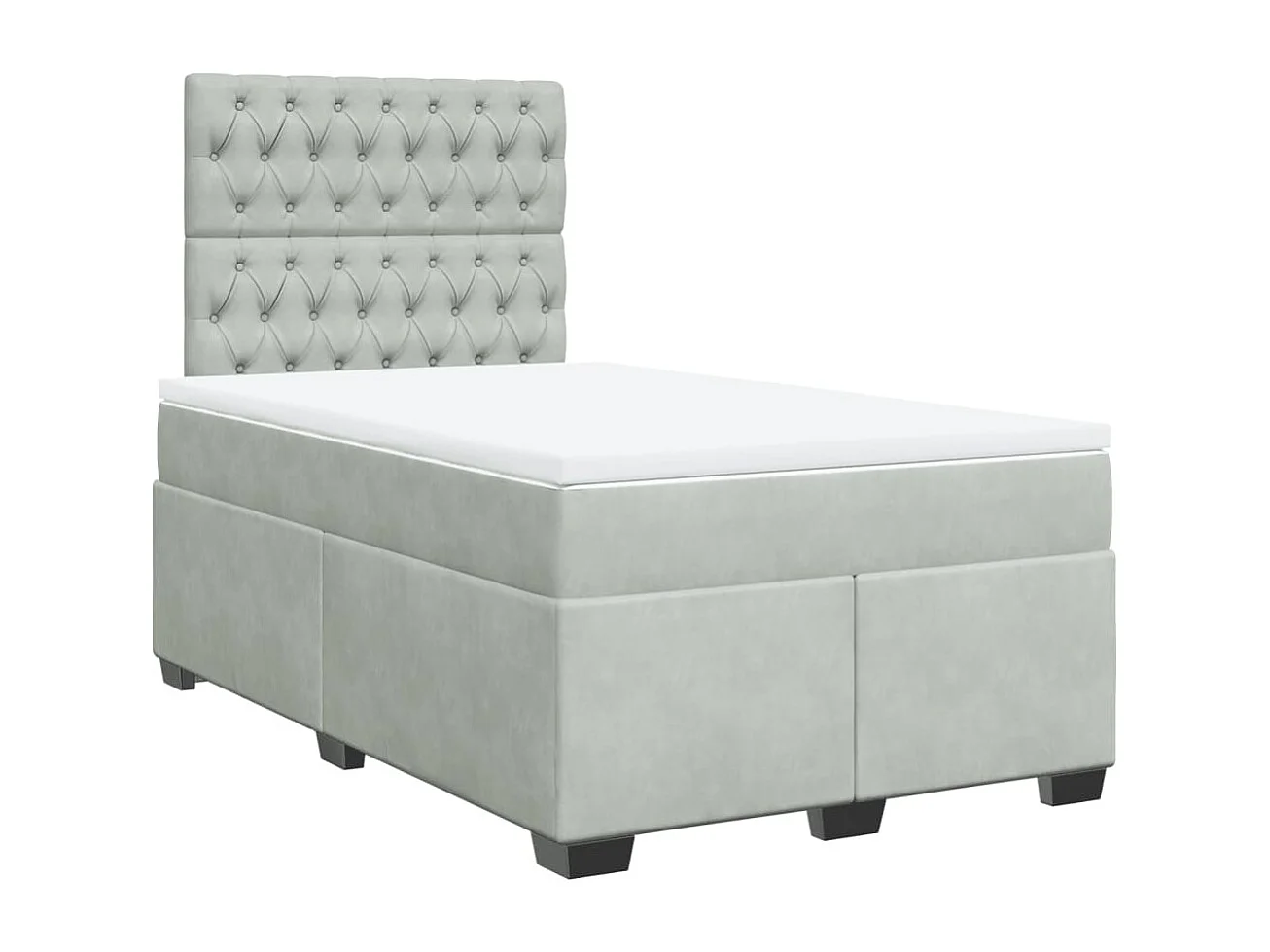 Sommier à lattes de lit et matelas Gris clair 120x200cm Velours