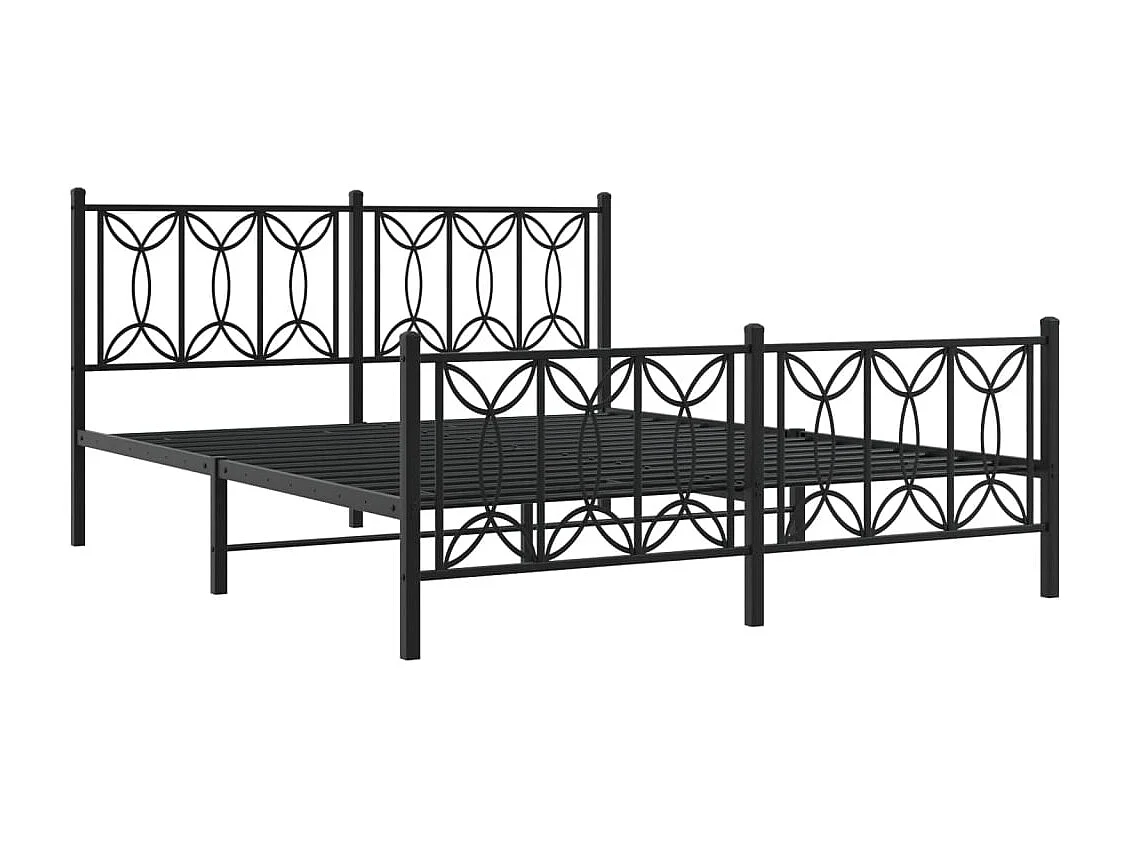 Metallbett ohne Matratze mit Fußteil Schwarz 160x200 cm