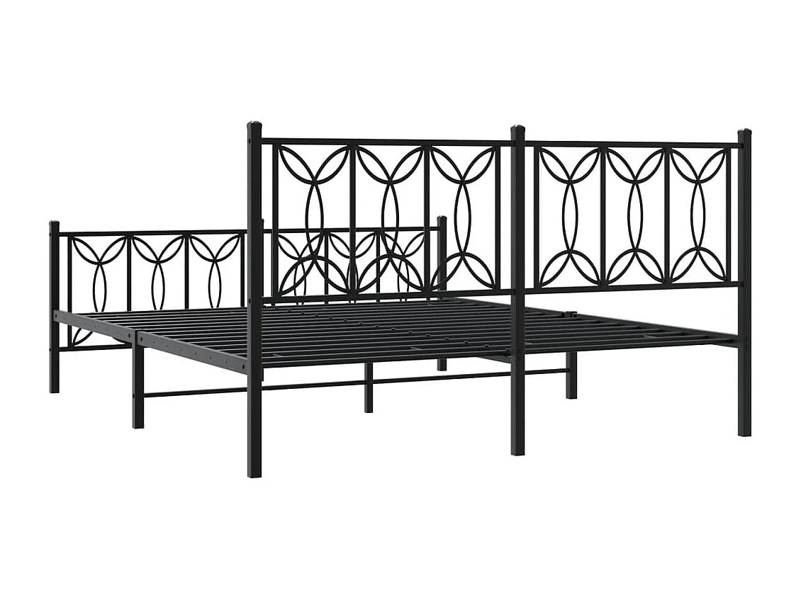 Metallbett ohne Matratze mit Fußteil Schwarz 160x200 cm