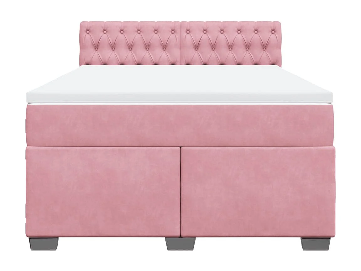 Boxspringbett mit Matratze Rosa 160x200 cm Samt