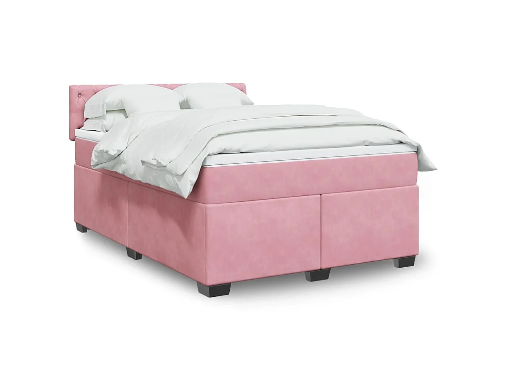 Giroletto a Molle con Materasso Rosa 160x200 cm in Velluto
