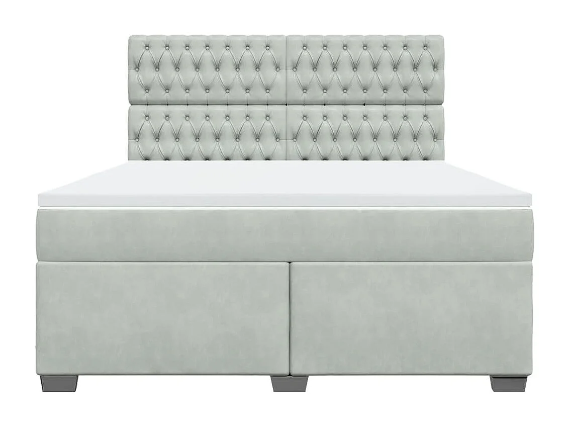 Cama box spring con colchón terciopelo gris claro 180x200 cm