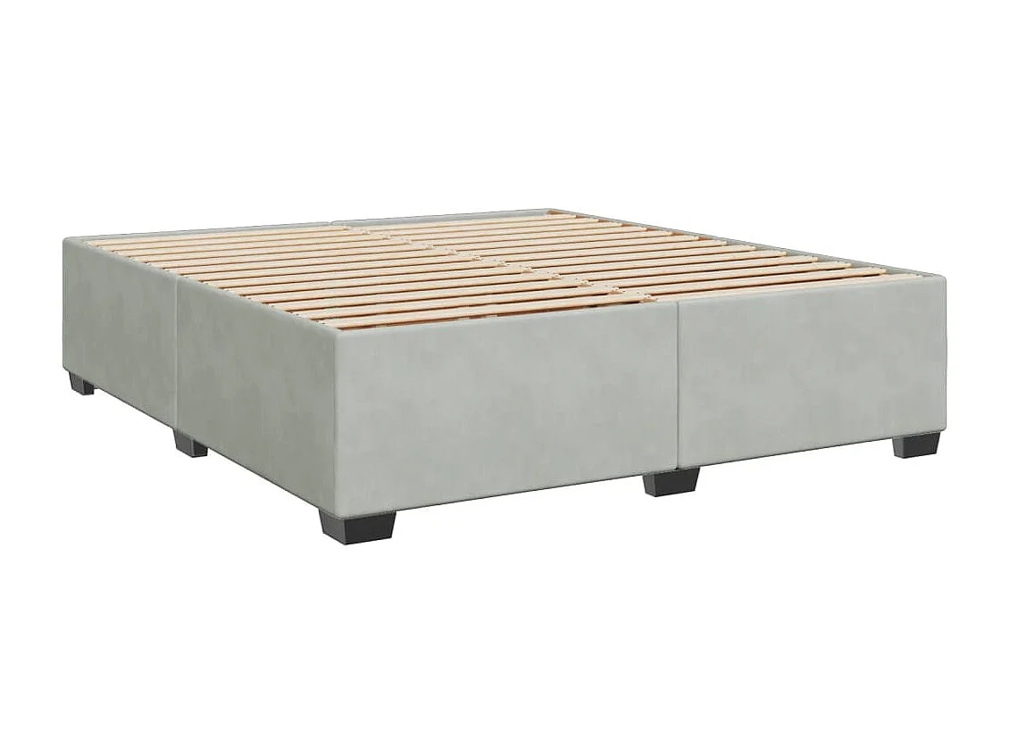 Cama box spring con colchón terciopelo gris claro 180x200 cm