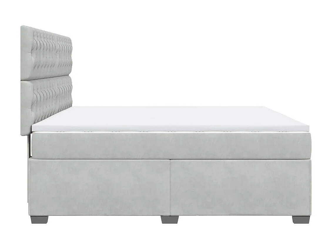 Cama box spring con colchón terciopelo gris claro 180x200 cm