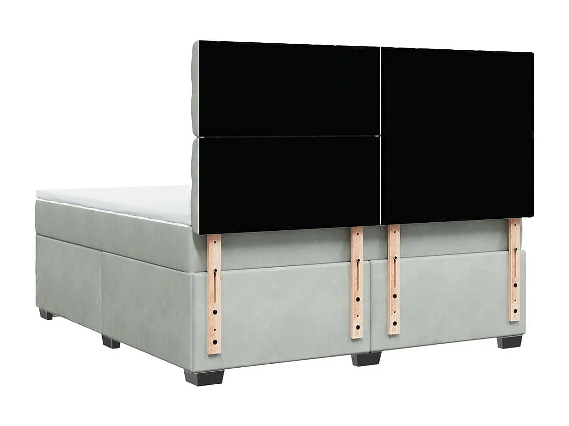 Cama box spring con colchón terciopelo gris claro 180x200 cm