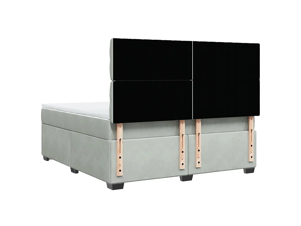 Boxspring met matras fluweel lichtgrijs 180x200 cm