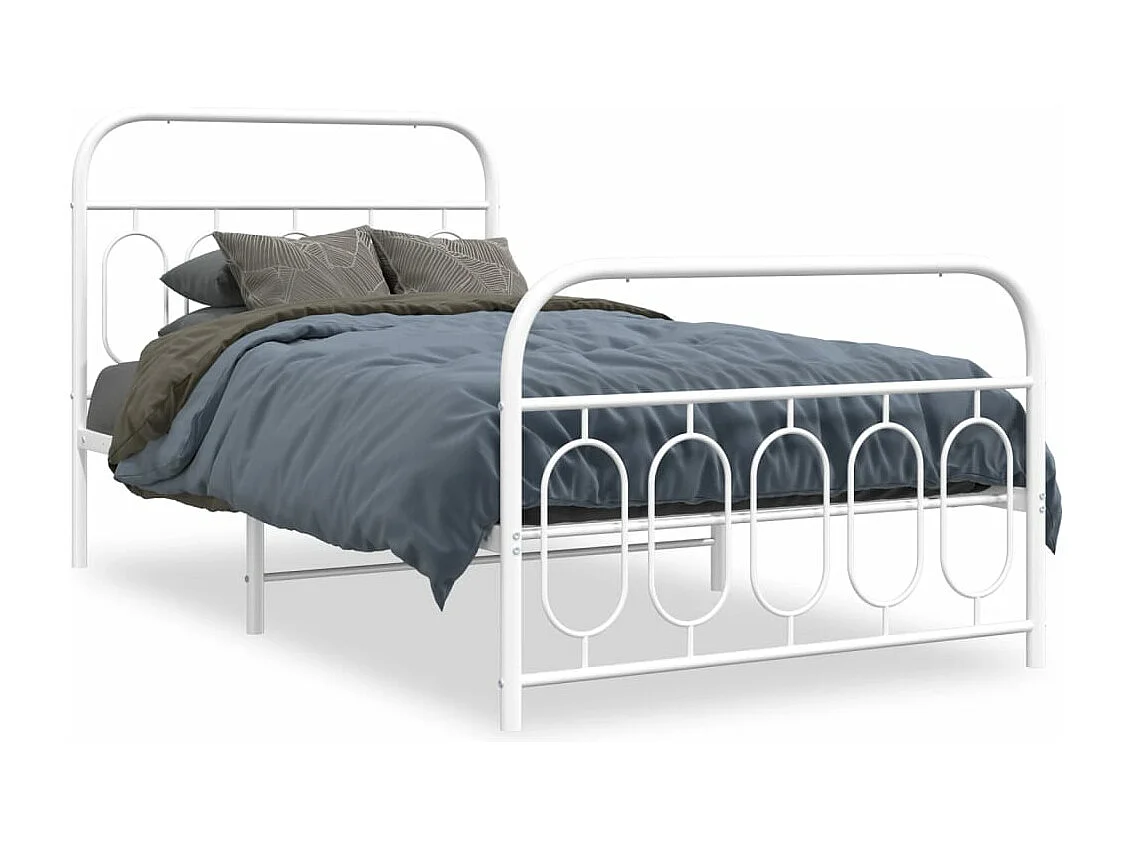Bedframe met hoofd- en voeteneinde metaal wit 100x200 cm