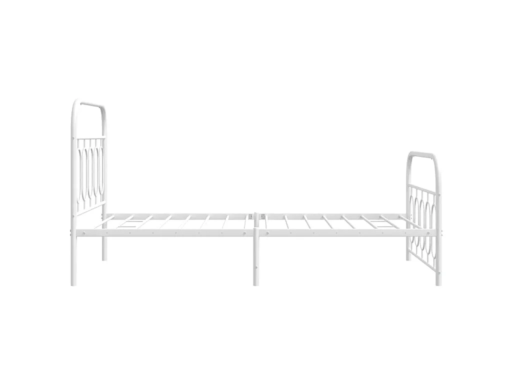 Cadre de lit métal sans matelas et pied de lit blanc 100x200 cm