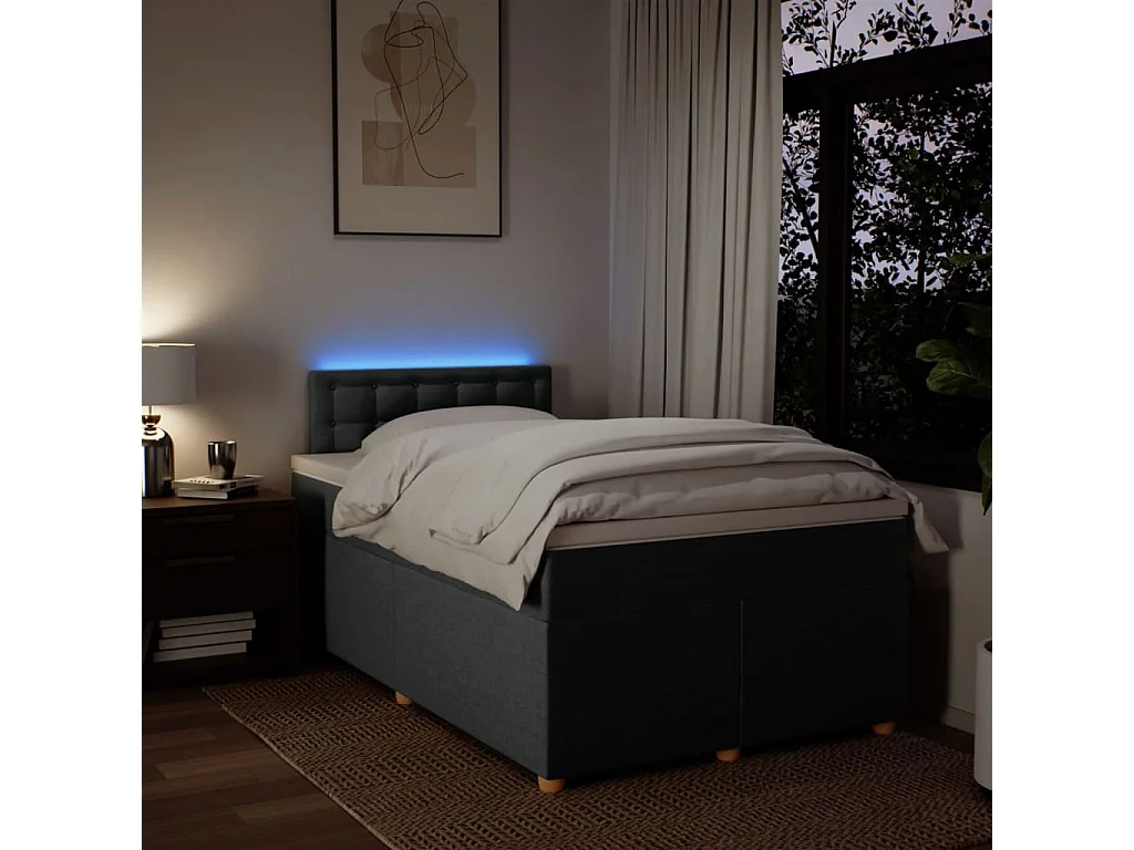 Boxspring met matras stof donkergrijs 120x200 cm