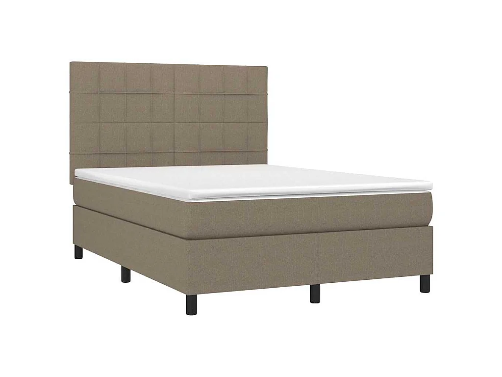 Boxspring met matras en LED stof taupe 140x200 cm